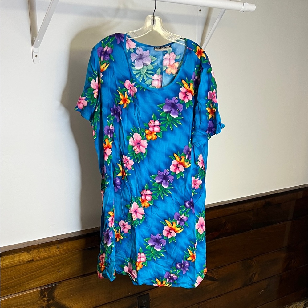 Notations Blue‎ Floral Dress- 3X